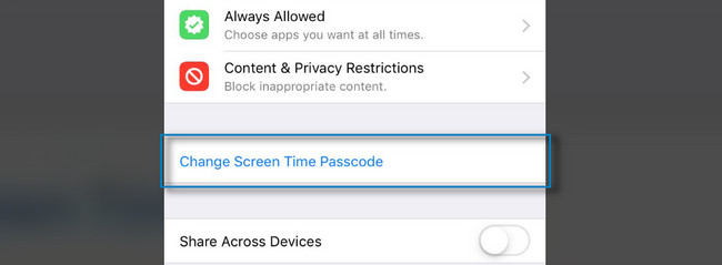tap the Change Screen Time Passcode button