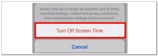 tap turn off screen time