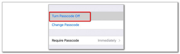 tap turn passcode off