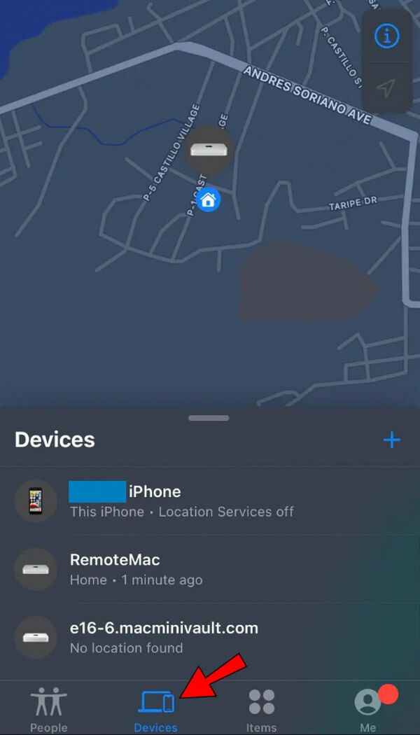 tap the Devices option