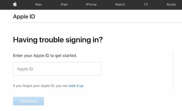 Geben Sie die Apple-ID iforgot ein