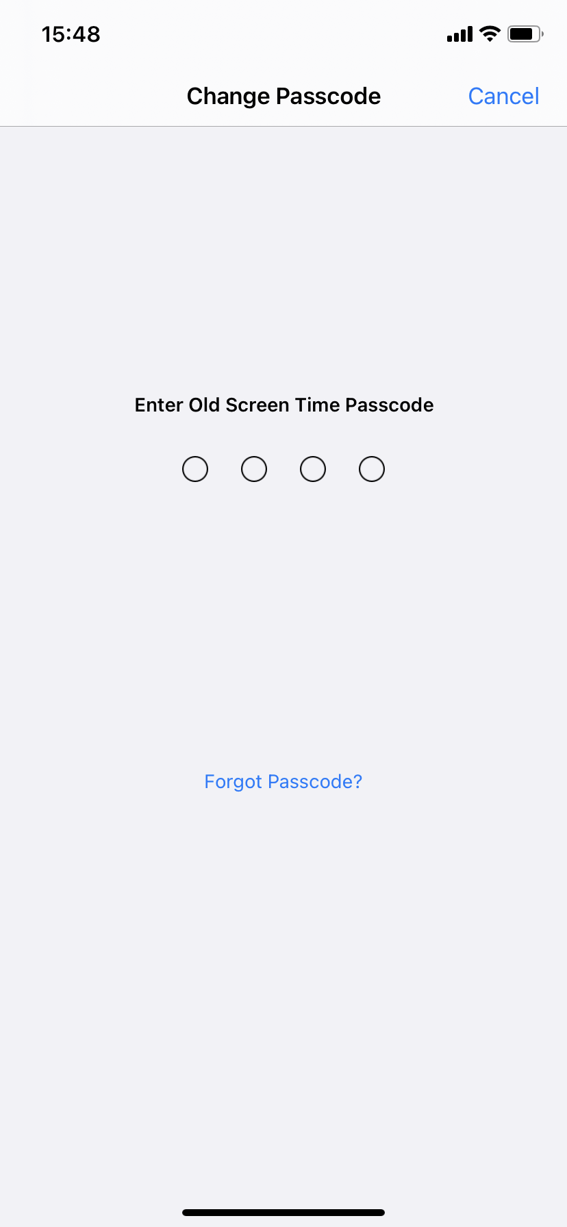 enter old screen passcode