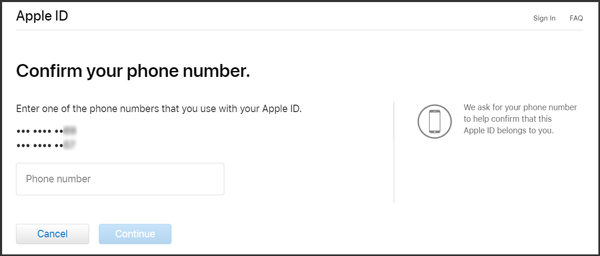 enter phone number with this apple id