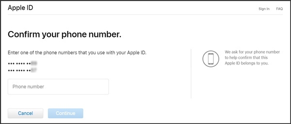 輸入帶有此 Apple ID 的電話號碼