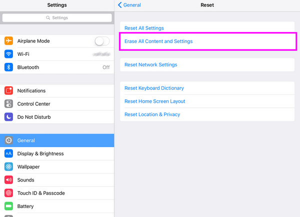 Factory Reset iPad VIA Settings