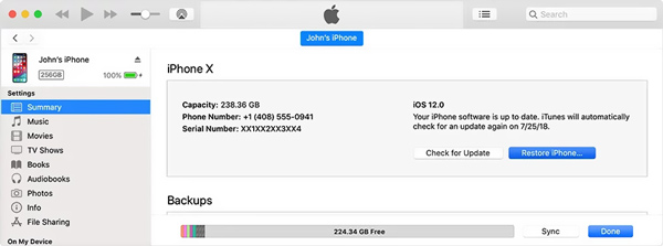factory reset iphone with itunes