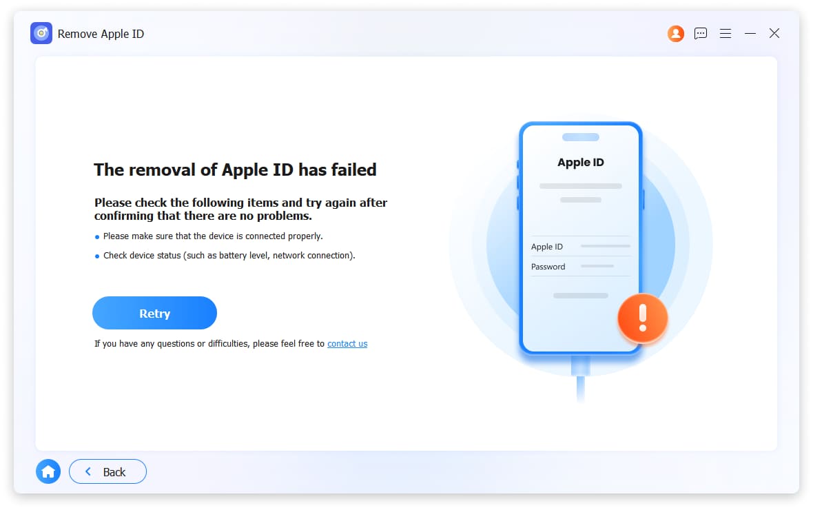 fail to remove apple id