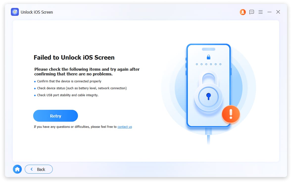 failed unlock ios screen