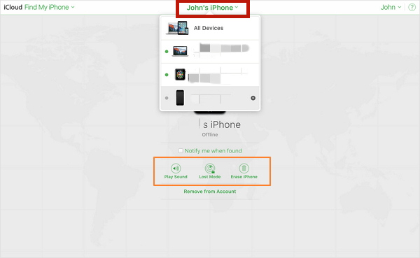 find my iphone webpage