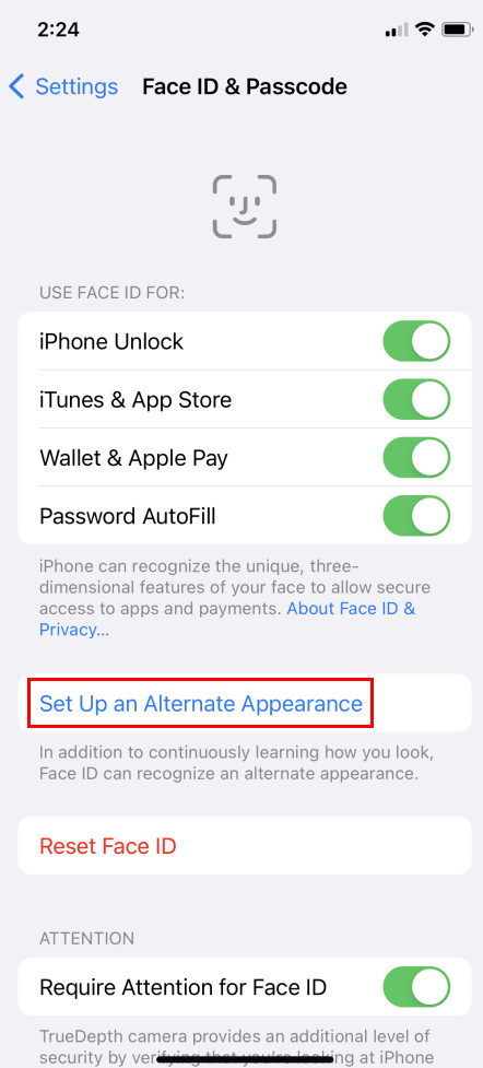 Add An Alternative Appearance