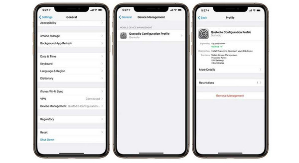Tap Remove Management Button