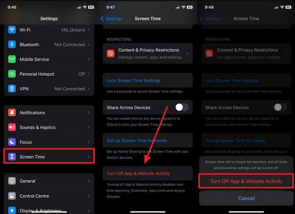 Tap Screen Time Button