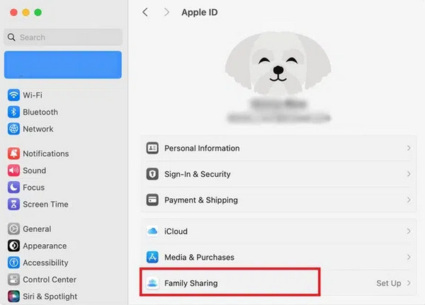 Click Family Sharing Button