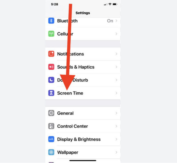 Tap Screen Time Button