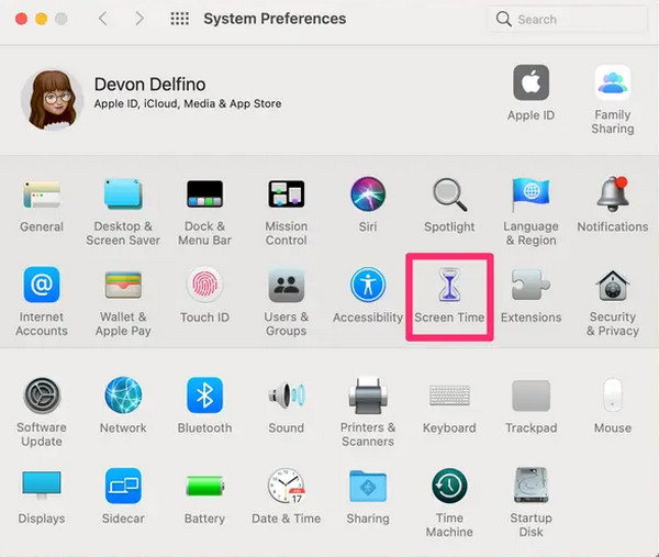 Click Screen Time Button