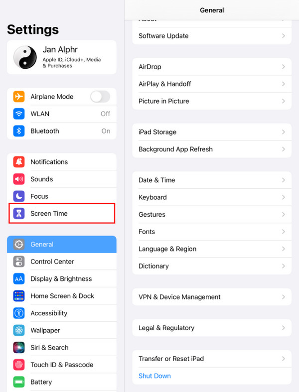 Tap Screen Time Button