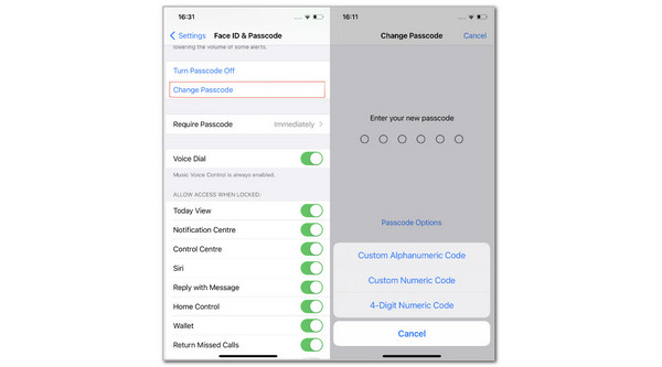 tap change passcode