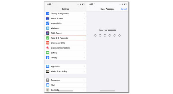 tap face id or touch id and passcode