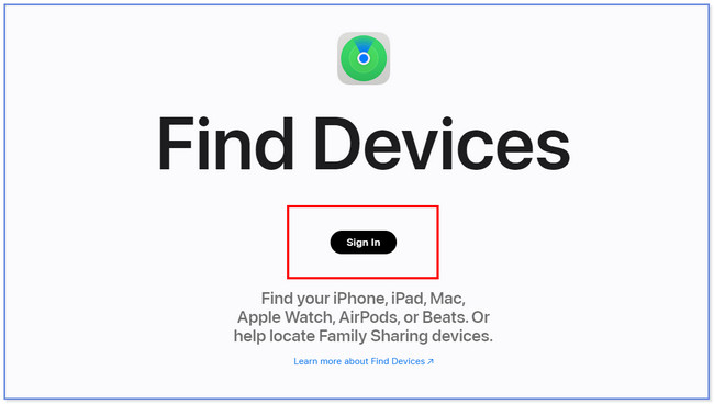 click sign in button on icloud