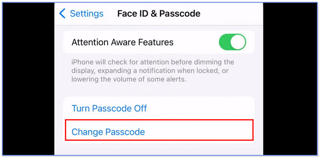 appuyez sur changer le mot de passe sur les paramètres de l'iphone