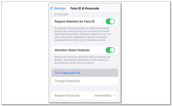 Tap Change Passcode Button