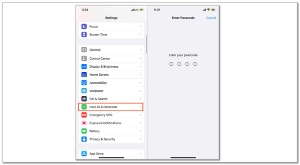 Tap Face ID And Passcode Button