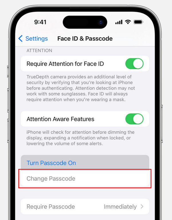 Tap Change Passcode Button