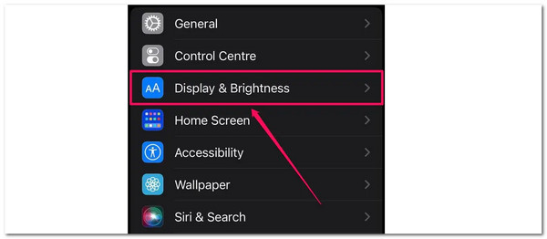 access brightness and settings feature on iphone