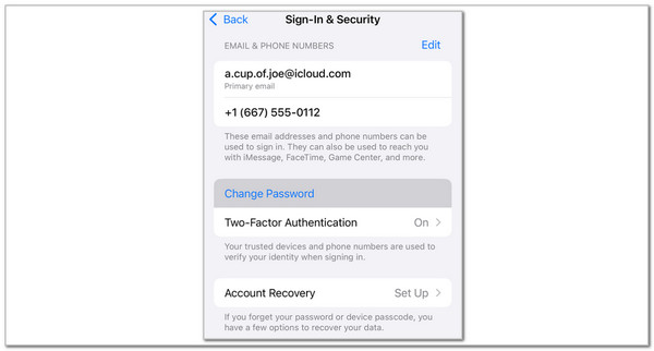 tap change password