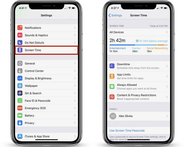 Tap Screen Time Button