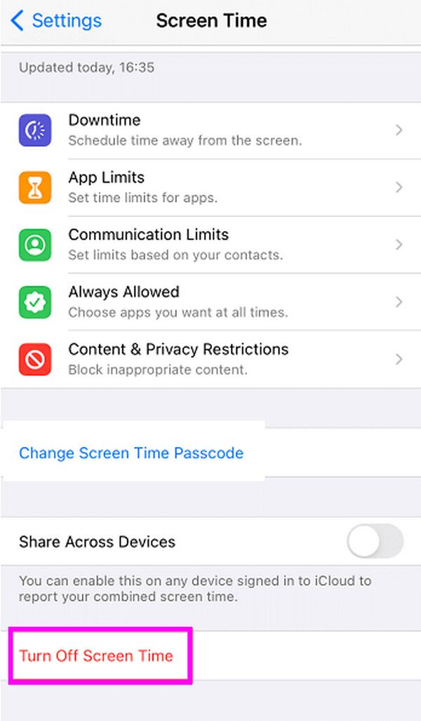 Disable Screen Time on iPhone
