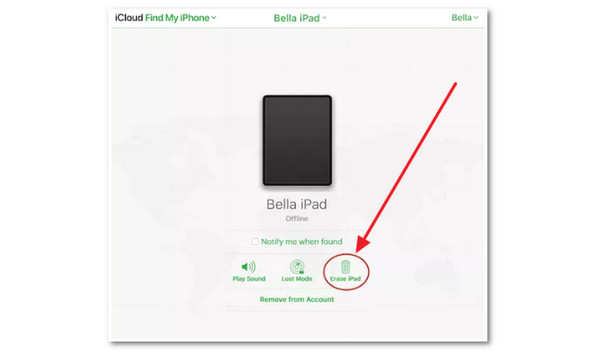 Select Erase Ipad Button
