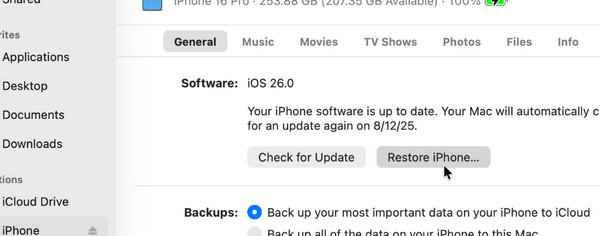 Click Restore Iphone