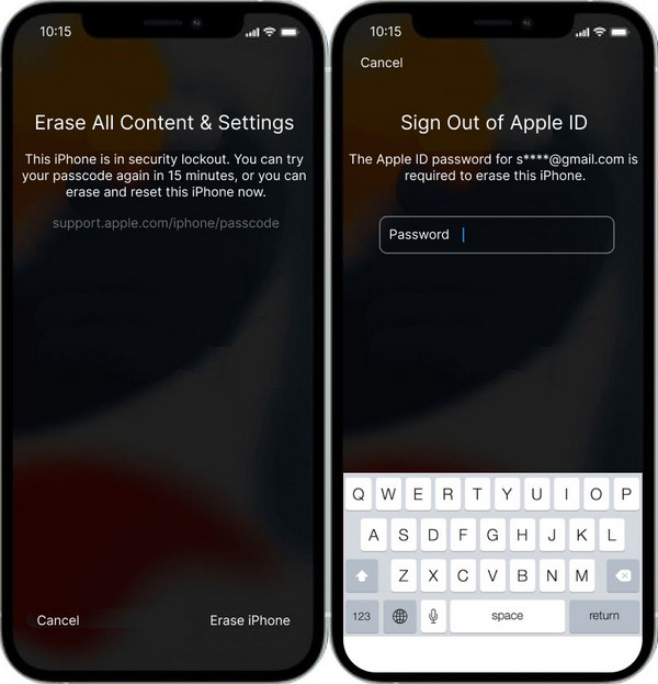 Tap Erase Iphone Button