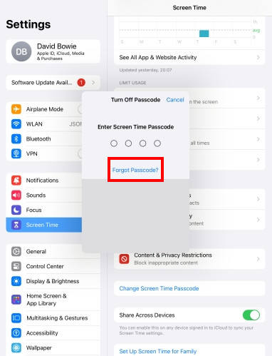 Tap Forgot Passcode Button