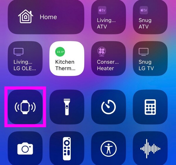 ping apple watch on control centere