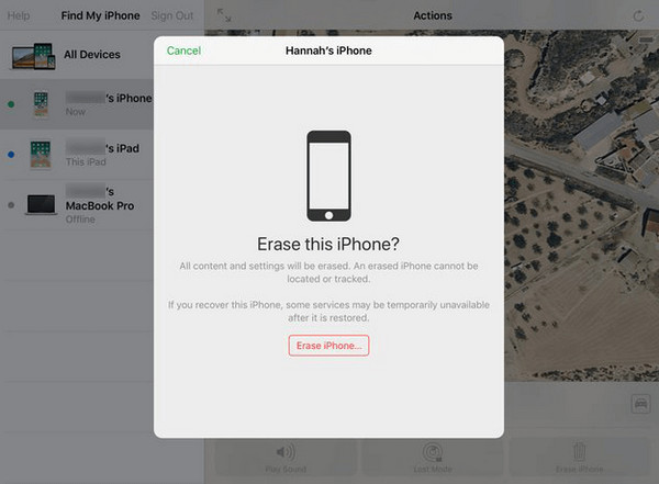 Select Erase Iphone Button