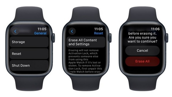 reset Apple Watch via instellingen