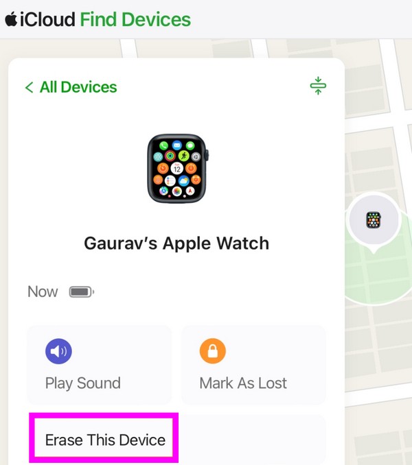 сбросить Apple Watch через icloud