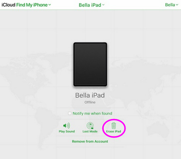 Reset iPad on iCloud Find My