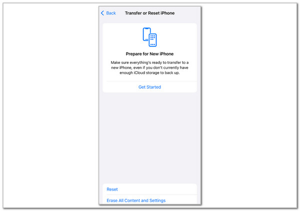 tap erase all content and settings