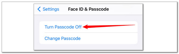 tap turn passcode off
