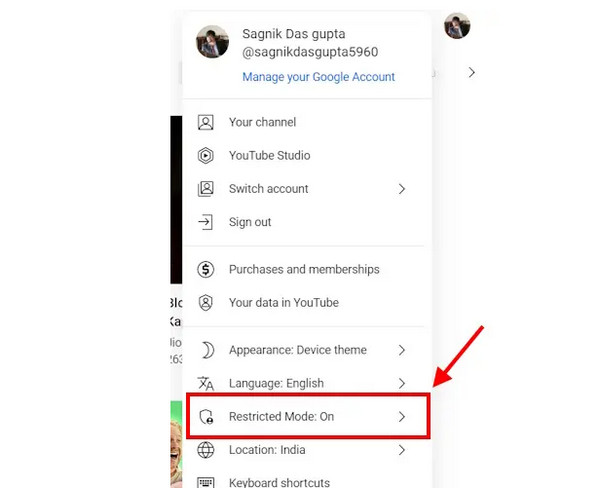 Click Restricted Mode Button