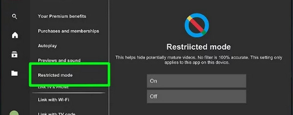 Select Restricted Mode Button
