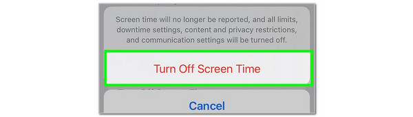 tap turn off screen time
