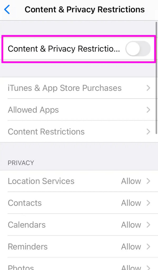 désactiver les restrictions sur iPhone