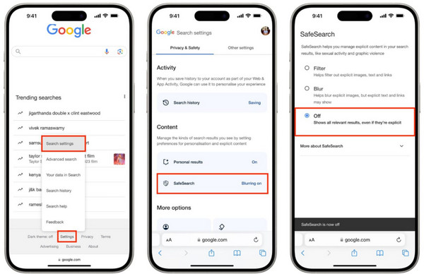 Tap Settings Button