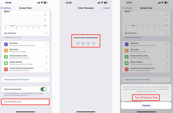 Tap Turn Off Screen Time Button