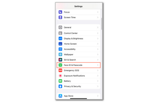Tap Face ID And Passcode Button