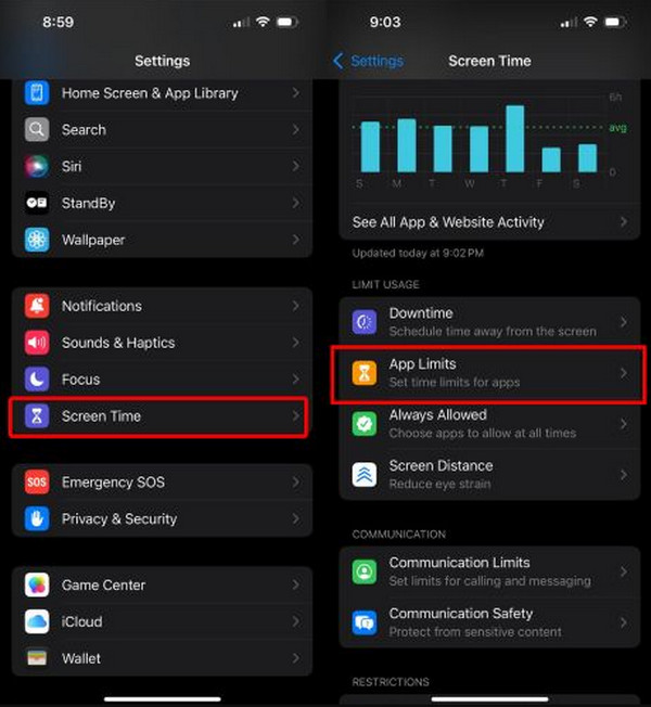 Tap Screen Time Button